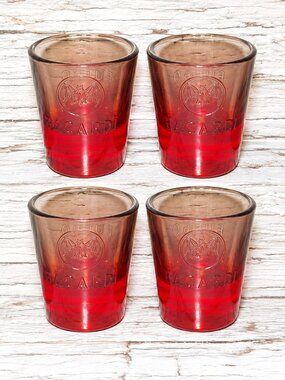 Bacardi Carta Fuego Shot Glasses Set of 4 Red to Smoked Gradient Bat Logo